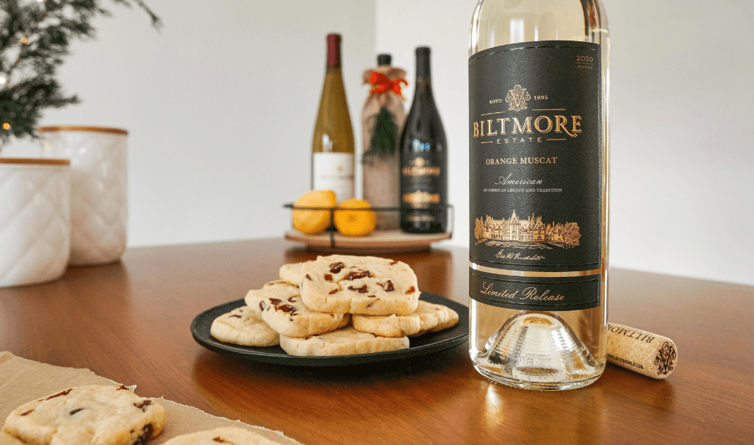 Biltmore Estate® Limited Release Orange Muscat paired with Lemon-Cranberry Shortbread Cookies.