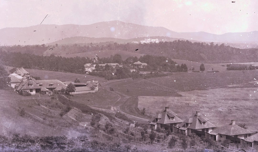 archival farm view of Biltmore House