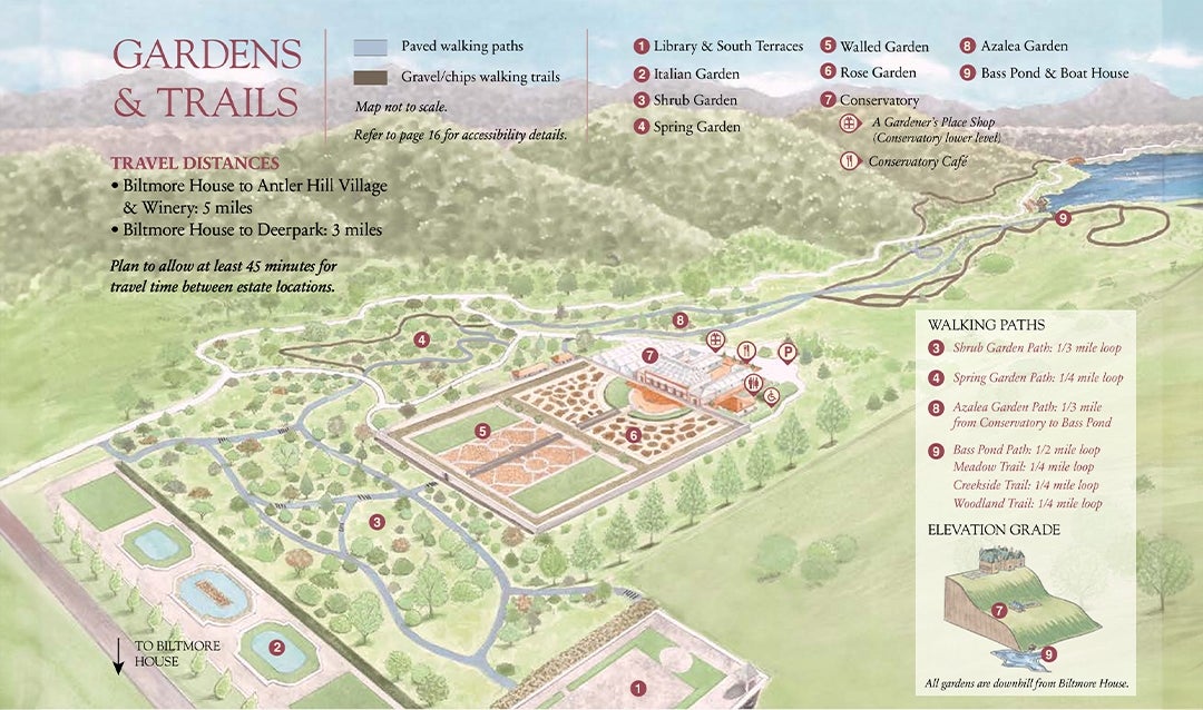 Garden and Trails Map for Biltmore Estate